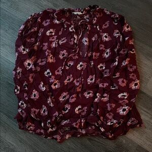 Lucky Brand Burgundy Floral Blouse